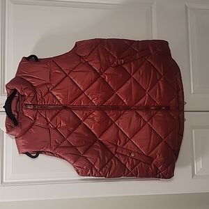 NWT Zenana Diamond Pattern Zip-up Puffer Vest Dk Red Size 2XL